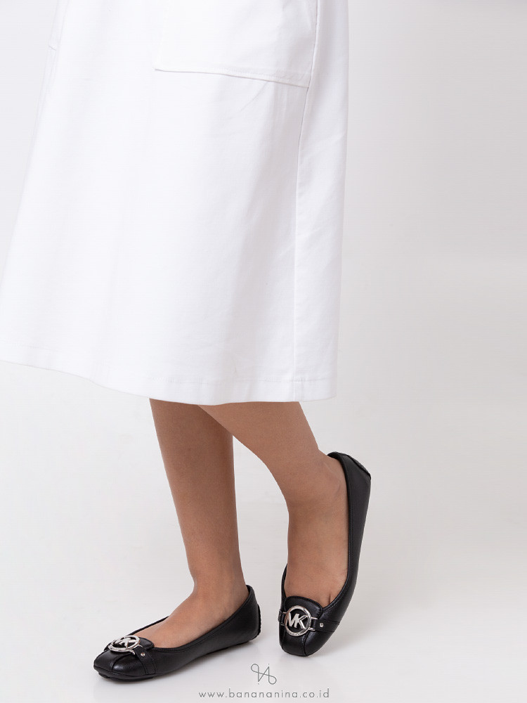 MICHAEL KORS Fulton Saffiano Flats Black Silver Sz 5