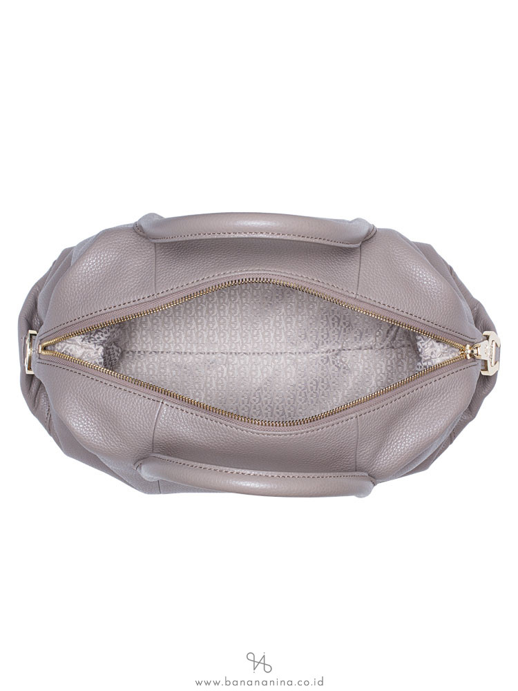 AIGNER Roma Leather Medium Satchel Taupe