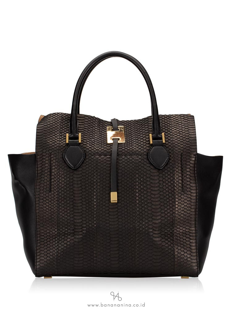 MICHAEL KORS Miranda Crocodile Medium Tote Black