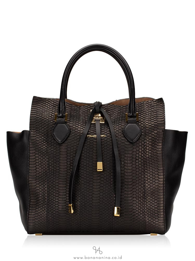 MICHAEL KORS Miranda Crocodile Medium Tote Black