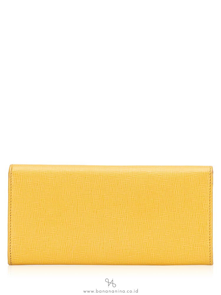 FENDI Vitello Elite Monster Continental Wallet Yellow