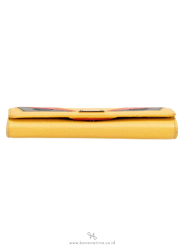 FENDI Vitello Elite Monster Continental Wallet Yellow