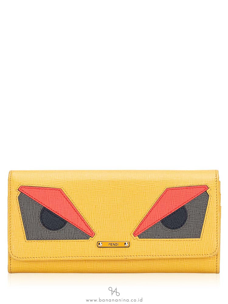 FENDI Vitello Elite Monster Continental Wallet Yellow