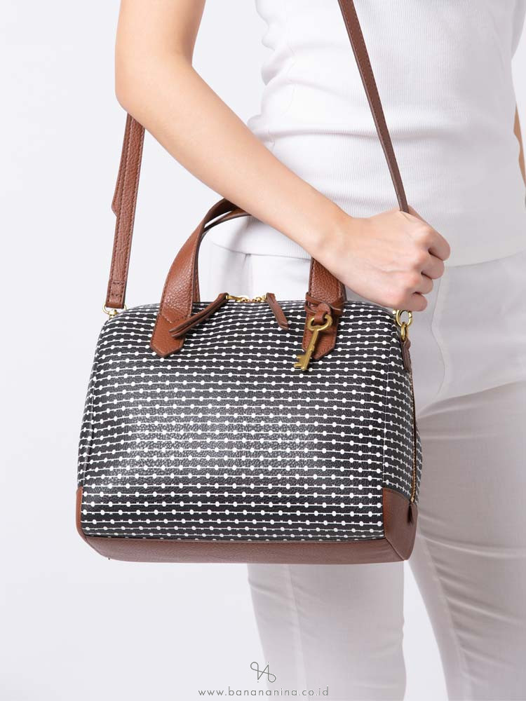 FOSSIL SHB2163005 Fiona Satchel Black White