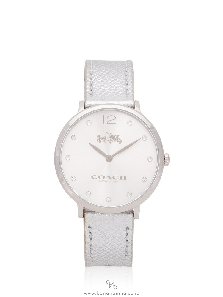 COACH 14502685 Slim Easton Leather Strap Metallic Silver