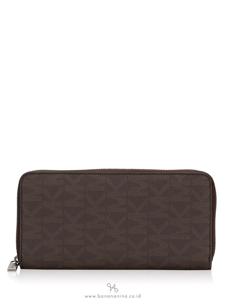 MICHAEL KORS Men Jet Set Monogram Tech Zip Wallet Brown