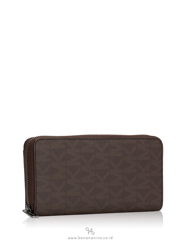 MICHAEL KORS Men Jet Set Monogram Tech Zip Wallet Brown