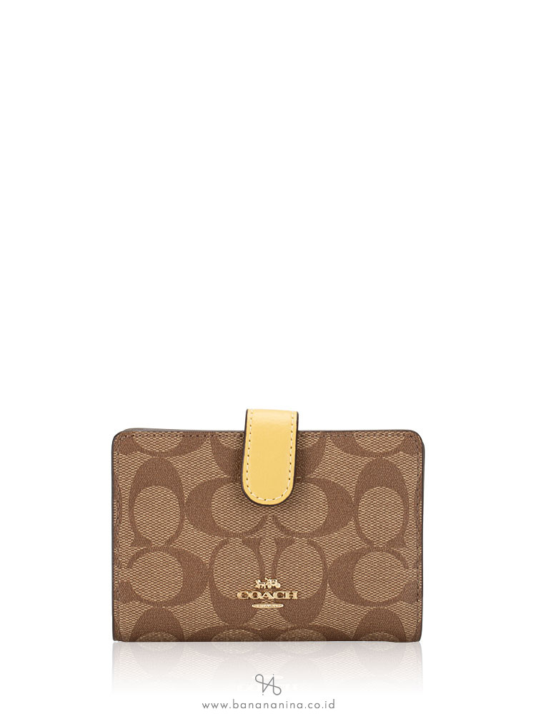 COACH 23553 Signature Medium Wallet Khaki Sunflower