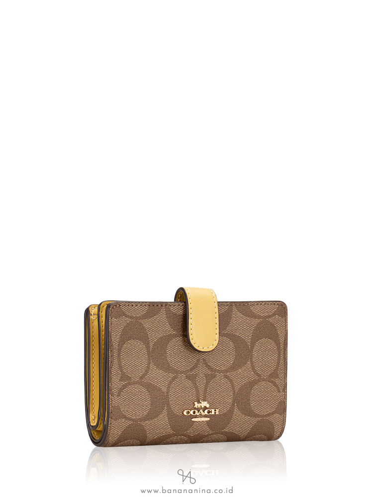 COACH 23553 Signature Medium Wallet Khaki Sunflower
