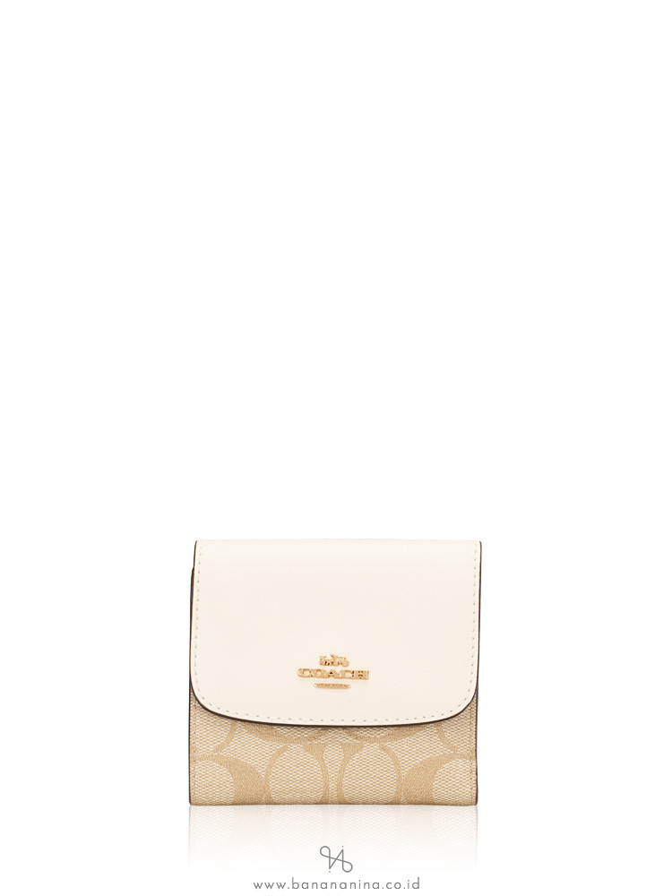 COACH 87589 Signature Soft Leather Small Wallet Light Khaki Chalk
