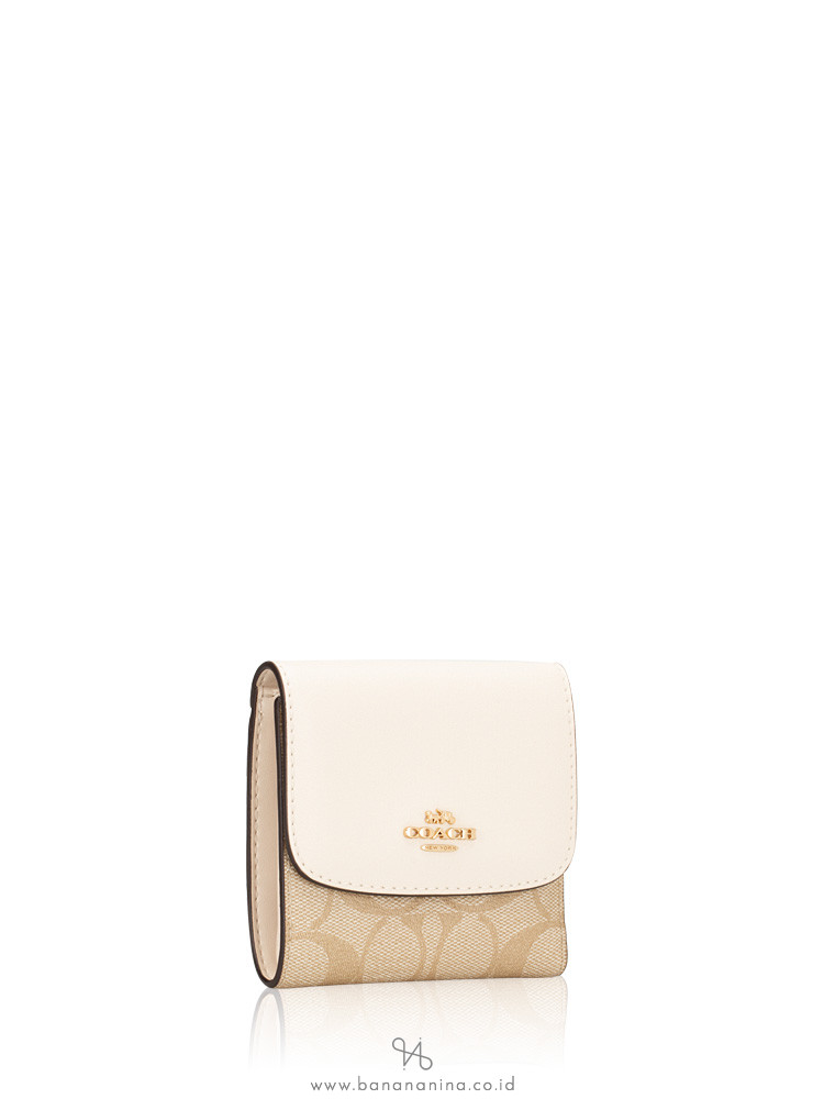 COACH 87589 Signature Soft Leather Small Wallet Light Khaki Chalk