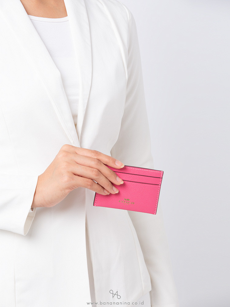 COACH 57312 Crossgrain Leather Card Case Pink Ruby