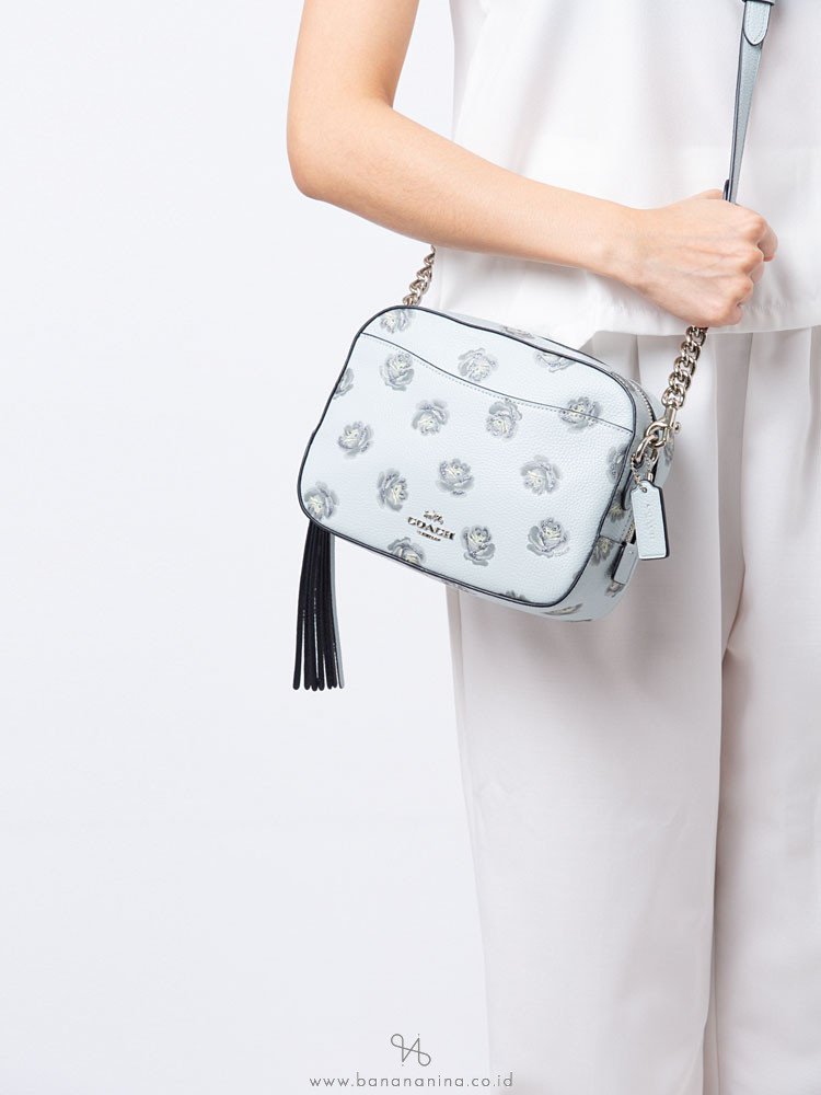 coach rose print camera bag