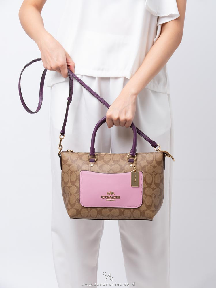 Mini emma satchel in signature canvas colorblock sale