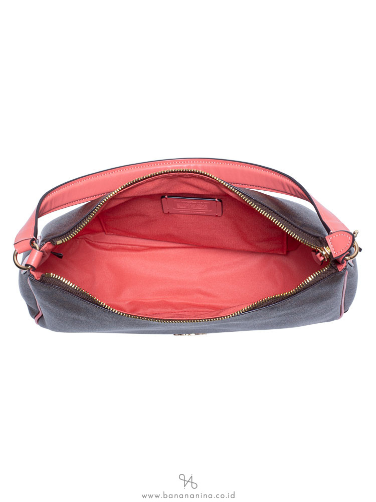 COACH 29209 Signature Zip Shoulder Bag Brown Coral