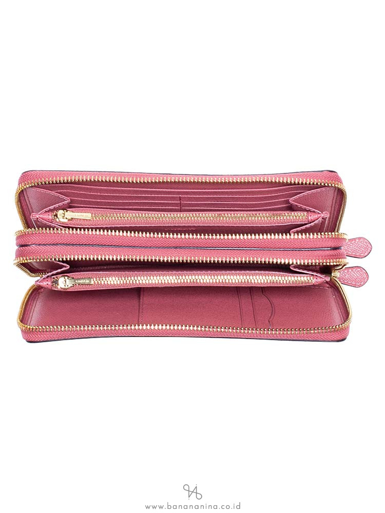 COACH 23334 Crossgrain Double Zip Travel Wallet Rose Petal