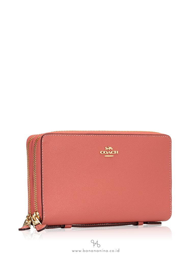 COACH 23334 Crossgrain Double Zip Travel Wallet Rose Petal
