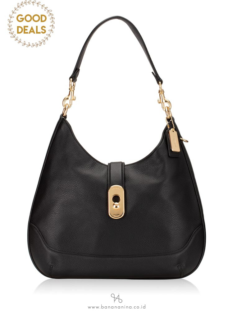 COACH 48635 Pebble Leather Amber Hobo Black