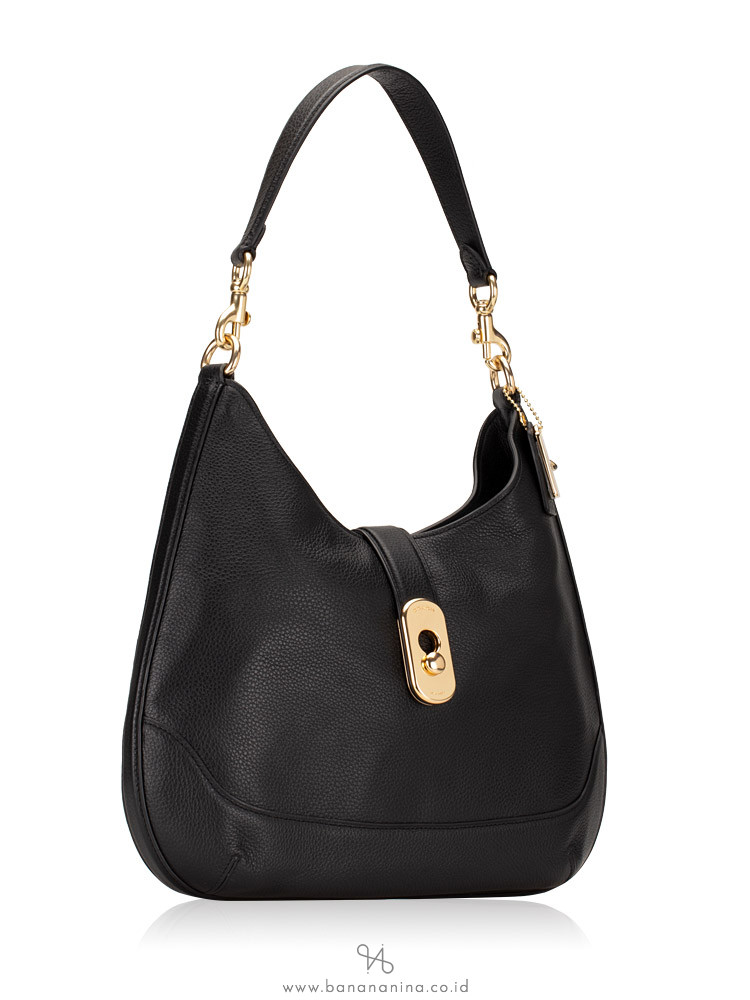 COACH 48635 Pebble Leather Amber Hobo Black