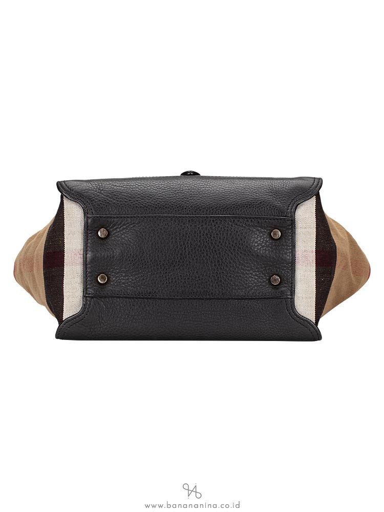 BURBERRY Check Medium Harcourt Satchel Black