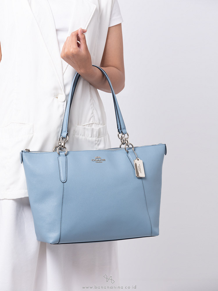 COACH 57526 Crossgrain Ava Leather Tote Cornflower