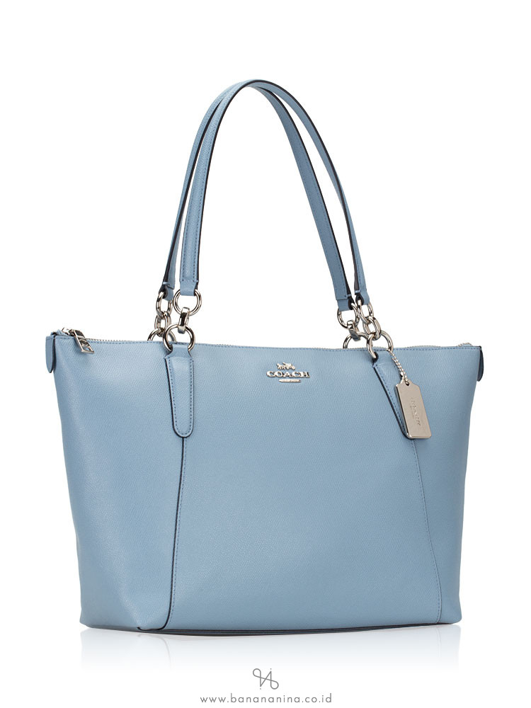 COACH 57526 Crossgrain Ava Leather Tote Cornflower