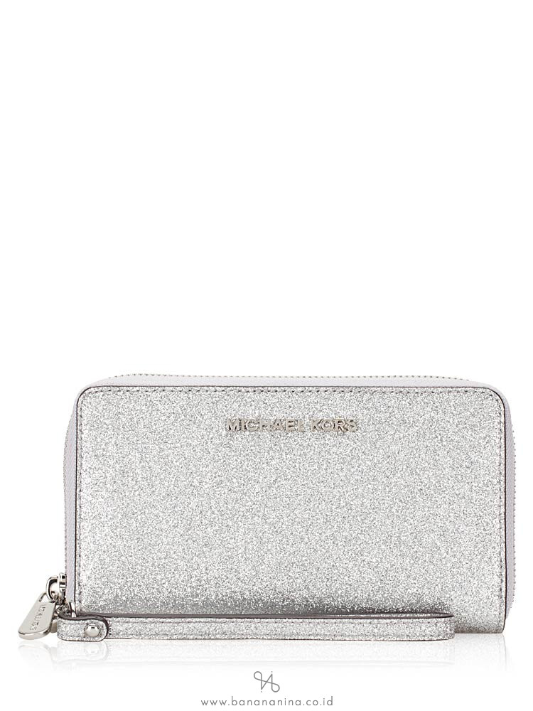 MICHAEL KORS Giftables Jet Set Metallic Large Phone Case Silver