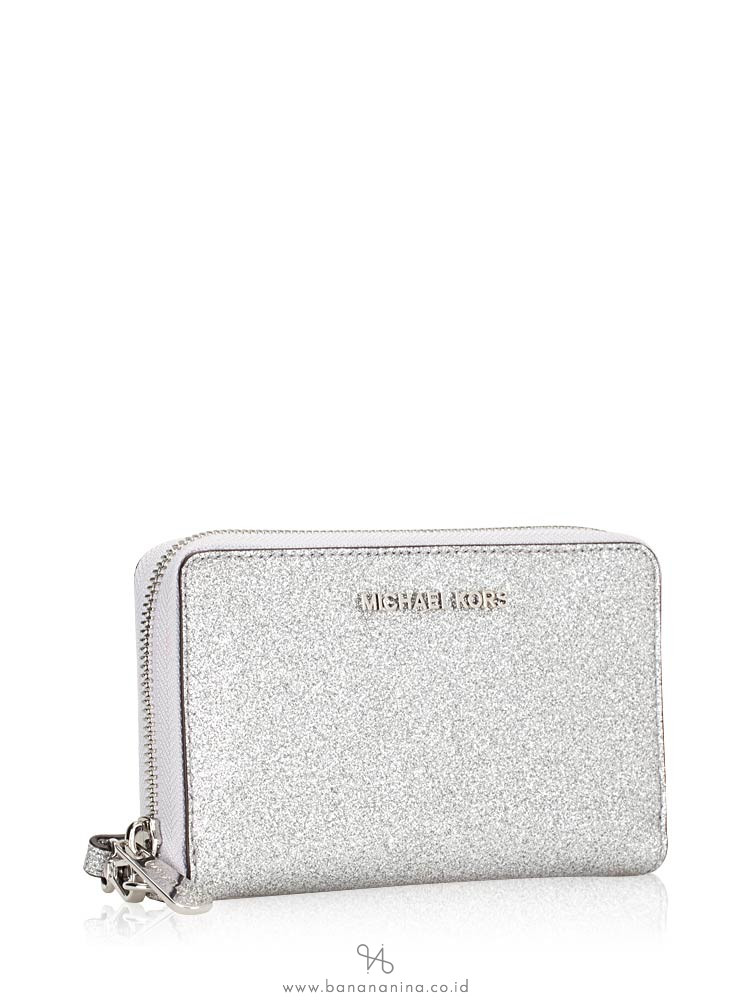 MICHAEL KORS Giftables Jet Set Metallic Large Phone Case Silver