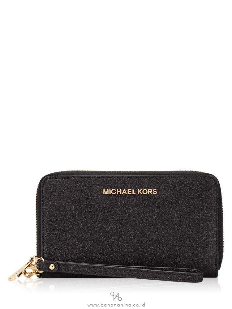 MICHAEL KORS Giftables Jet Set Metallic Large Phone Case Black