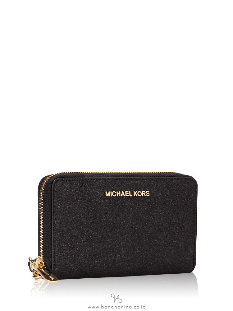 MICHAEL KORS Giftables Jet Set Metallic Large Phone Case Black