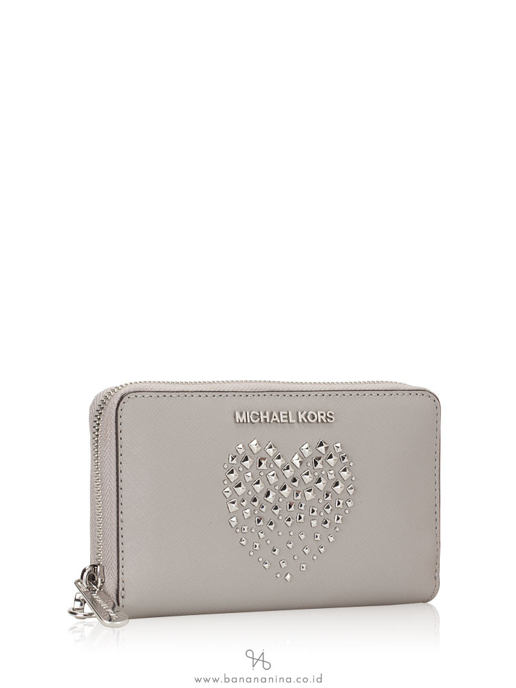 MICHAEL KORS Giftables Heart Stud Large Multifunction Wallet Ash Grey