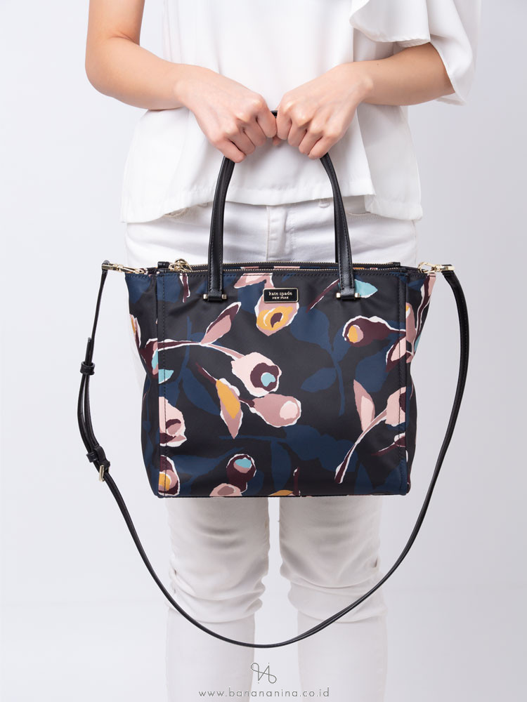 KATE SPADE Dawn Paper Rose Medium Satchel Black Multi