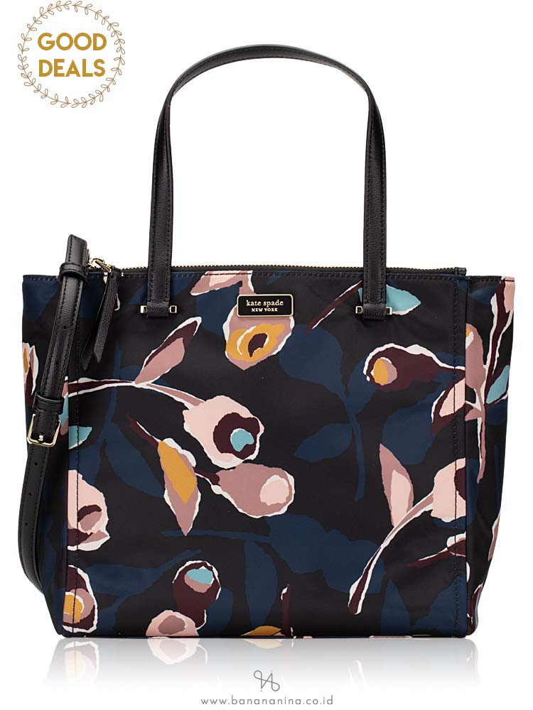 KATE SPADE Dawn Paper Rose Medium Satchel Black Multi