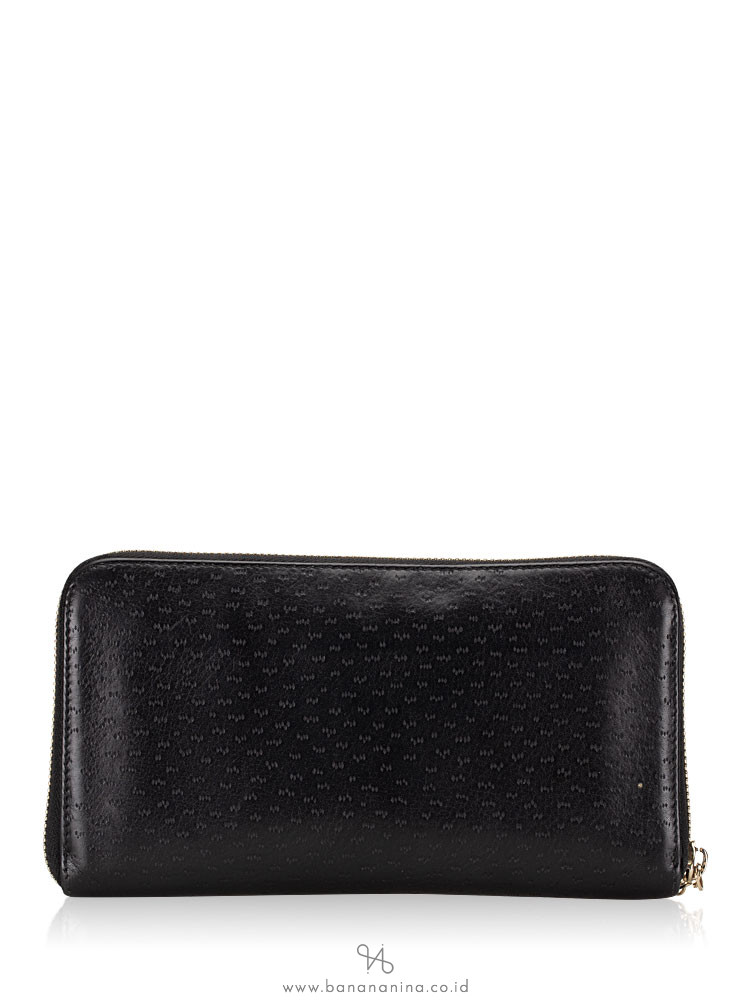 SALVATORE FERRAGAMO Gancini Leather Zip Wallet Black
