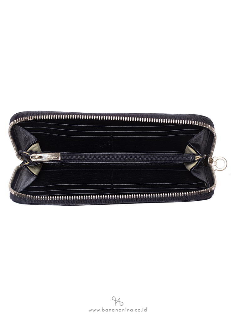 SALVATORE FERRAGAMO Gancini Leather Zip Wallet Black