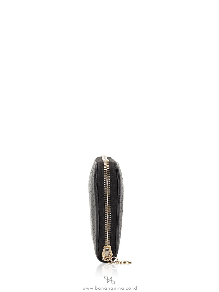 SALVATORE FERRAGAMO Gancini Leather Zip Wallet Black