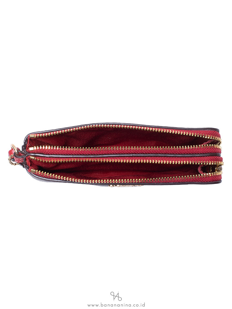 COACH 87591 Signature Double Zip Wristlet Brown Ruby