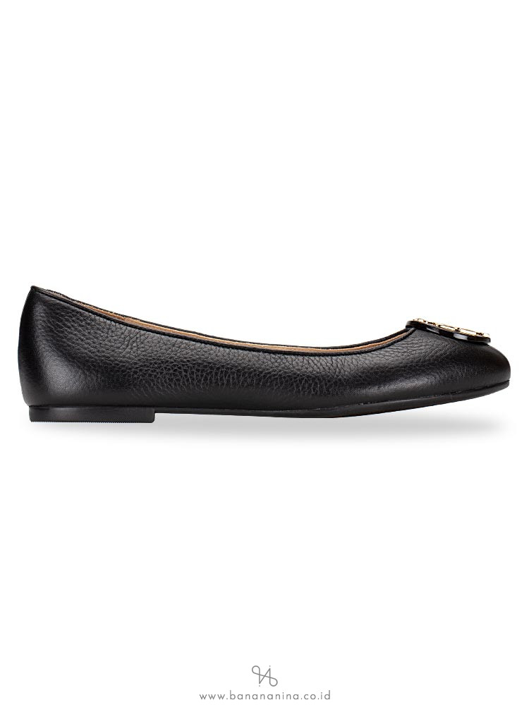 TORY BURCH Claire Tumbled Leather Flat Perfect Black Sz 7