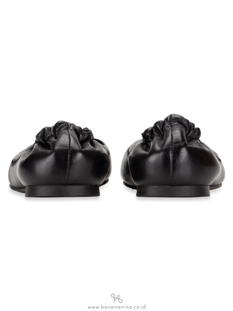 TORY BURCH Classic Reva Leather Ballet Flats Black Gold Sz 6.5