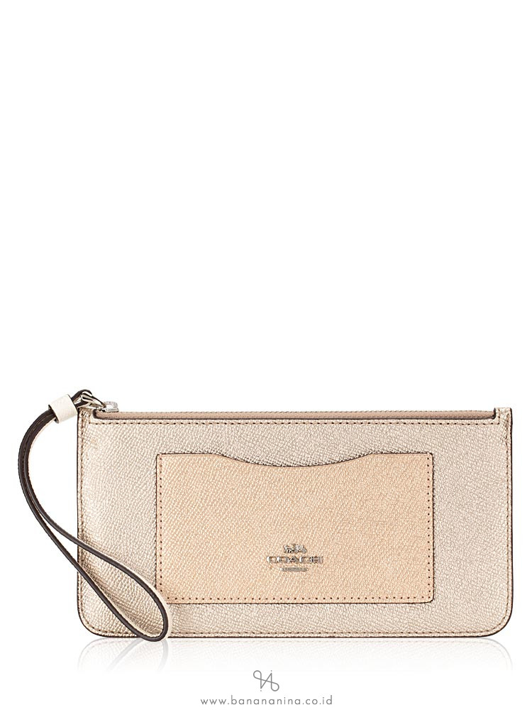 COACH 67541 Metallic Colorblock Zip Wallet Chalk Multi