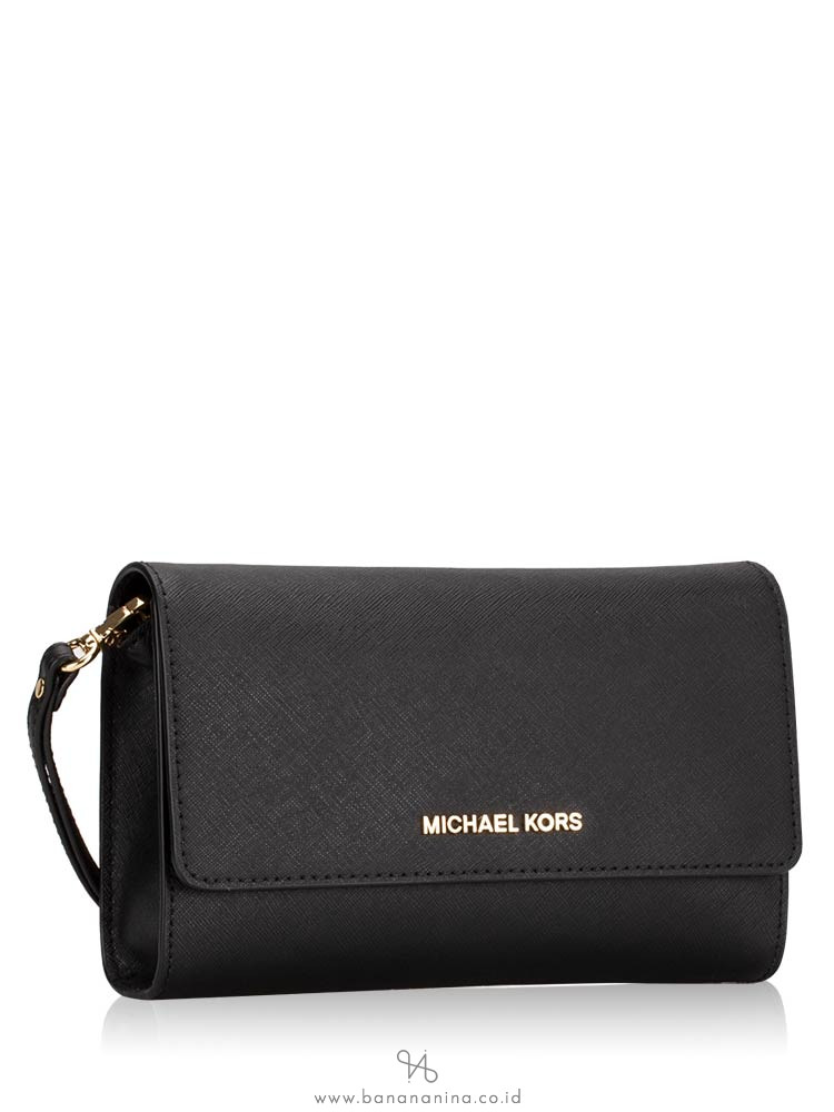 MICHAEL KORS Jet Set Travel 3 In 1 Wristlet Clutch Crossbody Black