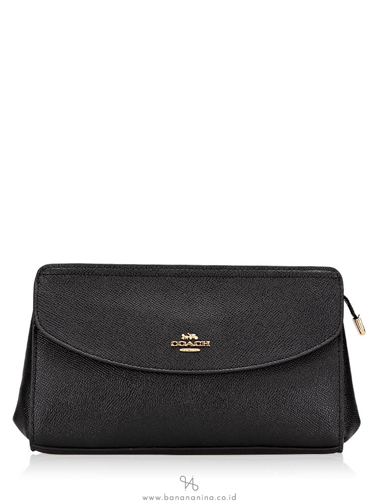 COACH 39234 Crossgrain Flap Clutch Black