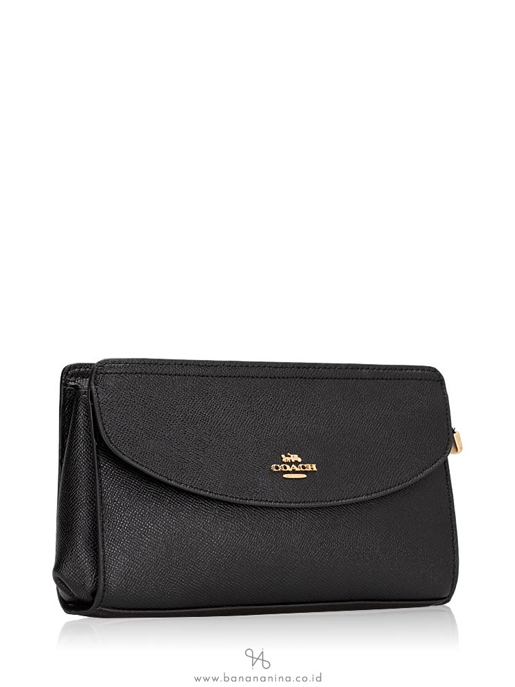 COACH 39234 Crossgrain Flap Clutch Black