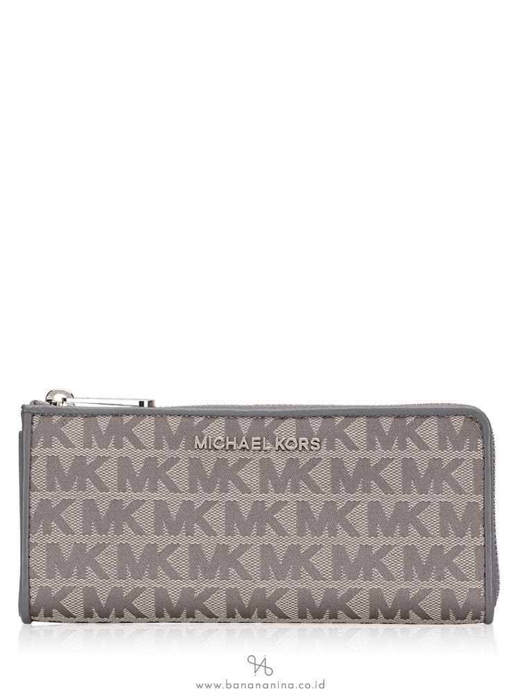 MICHAEL KORS Jet Set Monogram Three Quarter Zip Wallet Heather Grey