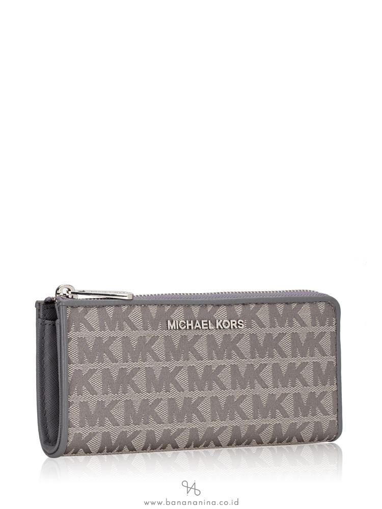 MICHAEL KORS Jet Set Monogram Three Quarter Zip Wallet Heather Grey