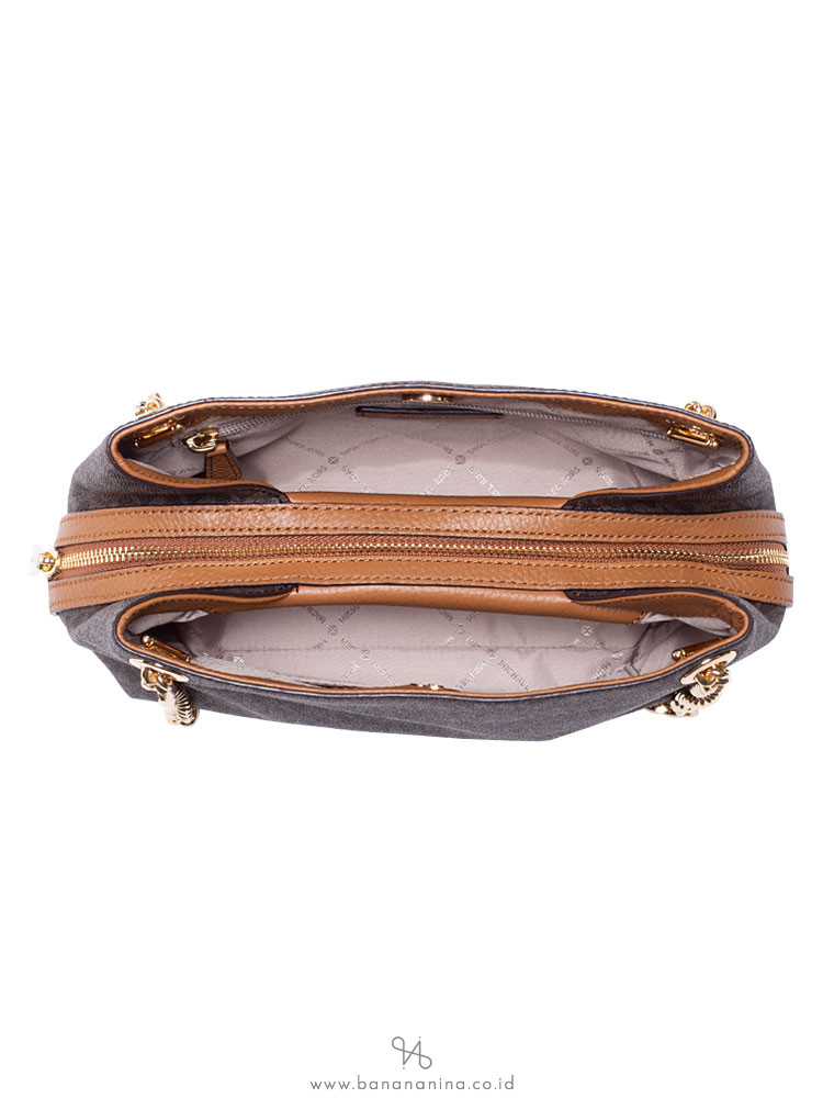 MICHAEL KORS Jet Set Signature Medium Chain Messenger Brown Acorn
