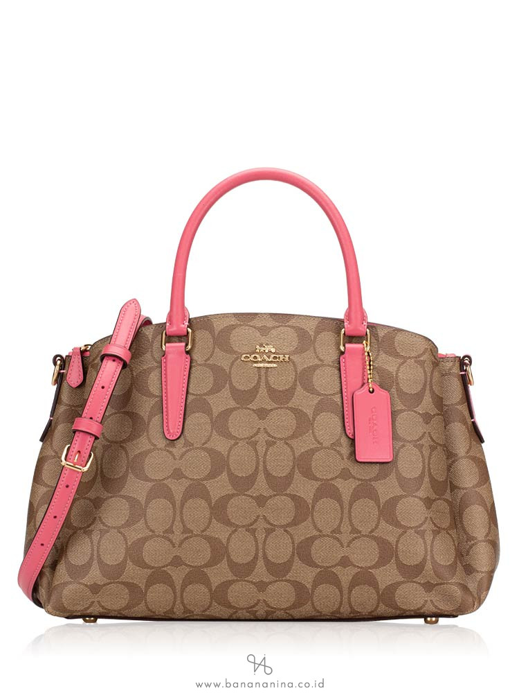 COACH 29683 Signature Sage Carryall Khaki Pink Ruby