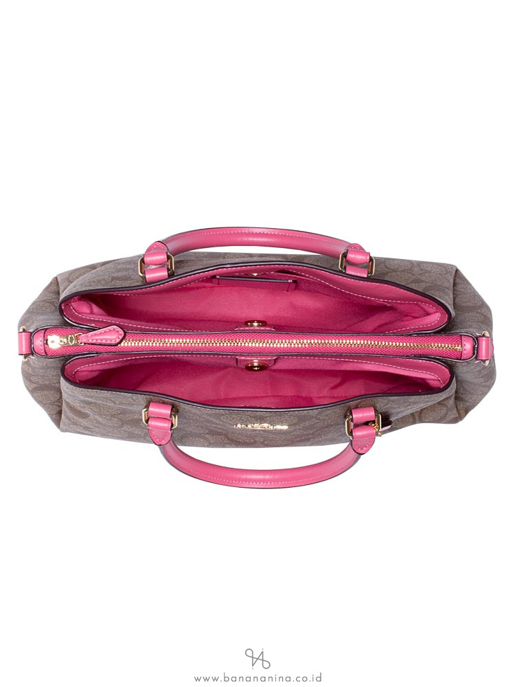 COACH 29683 Signature Sage Carryall Khaki Pink Ruby