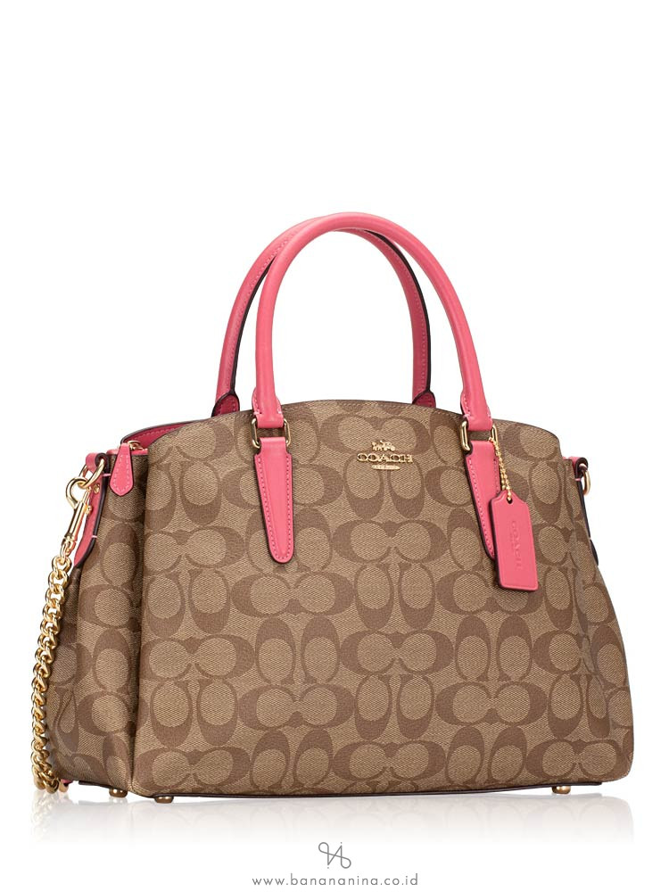COACH 29683 Signature Sage Carryall Khaki Pink Ruby