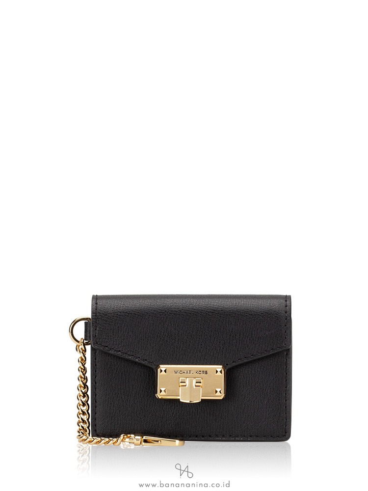 MICHAEL KORS Kinsley Leather Accordion Card Holder Wallet Black